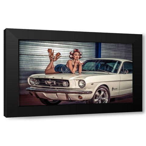 Baby you can drive my Car Black Modern Wood Framed Art Print with Double Matting by gNo