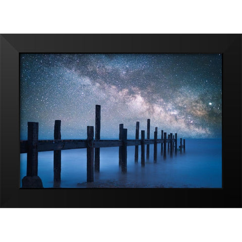 A Starry Night Black Modern Wood Framed Art Print by Z, Bingo