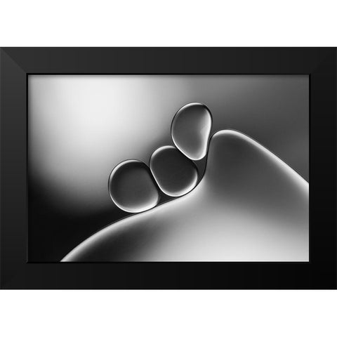 Silvery Shapes Black Modern Wood Framed Art Print by Hammer, Jacqueline