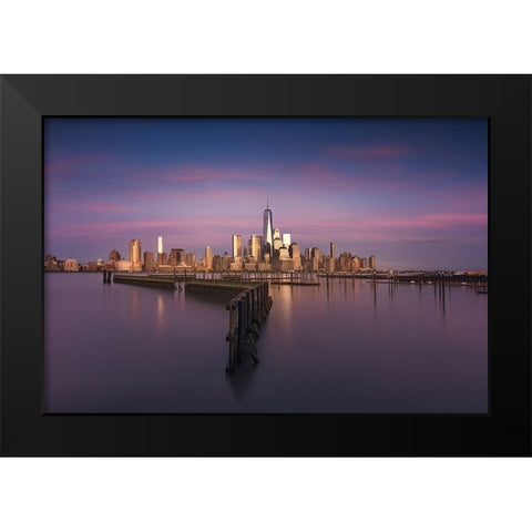 New York Black Modern Wood Framed Art Print by Martin Castan, David
