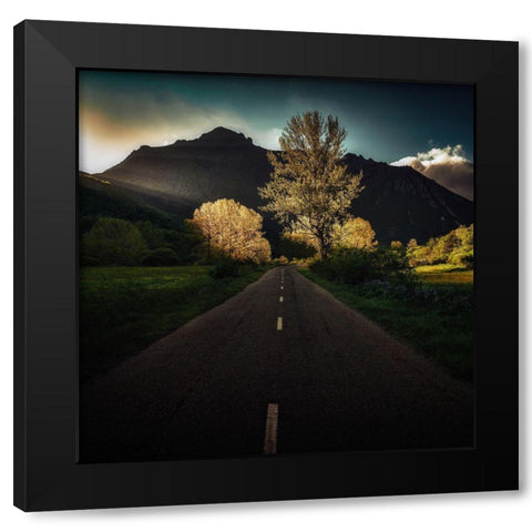 Sunset On The Road Black Modern Wood Framed Art Print by Antonio Cobo, Marco