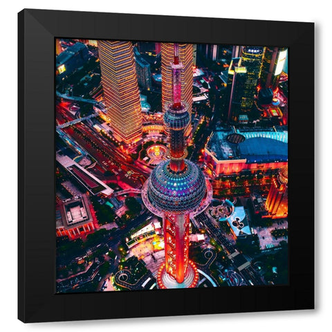 Oriental Pearl Tower Black Modern Wood Framed Art Print by Chiriaco, Carmine