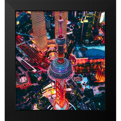 Oriental Pearl Tower Black Modern Wood Framed Art Print by Chiriaco, Carmine