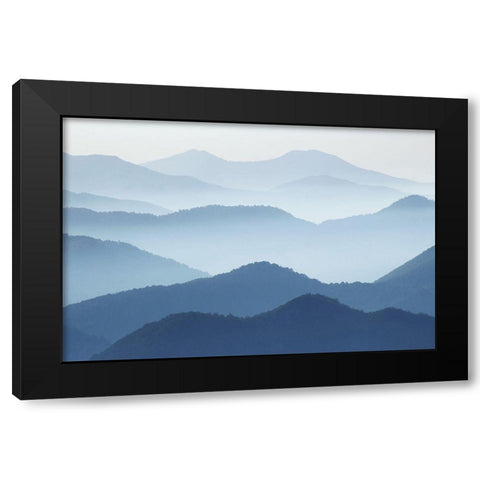 Blue Waves Black Modern Wood Framed Art Print by Pphgallery
