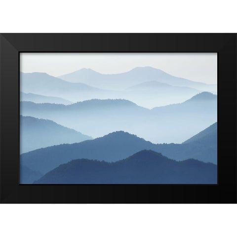 Blue Waves Black Modern Wood Framed Art Print by Pphgallery