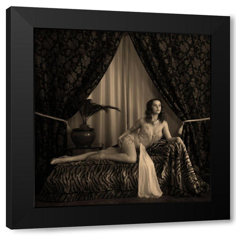1930S Burlesque Performer Black Modern Wood Framed Art Print by Wentworth, Harry