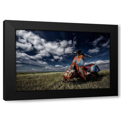 Old Vespa Black Modern Wood Framed Art Print with Double Matting by H. Ingibergsson, Torsteinn