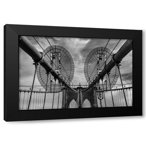 Brooklyn Bridge Black Modern Wood Framed Art Print by Raif, Joshua