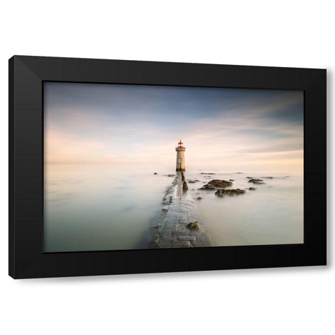 Lighthouse Black Modern Wood Framed Art Print by Beut, Jose