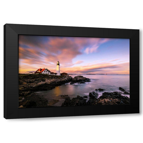 Coastline Sunset Black Modern Wood Framed Art Print by Dai, Wei