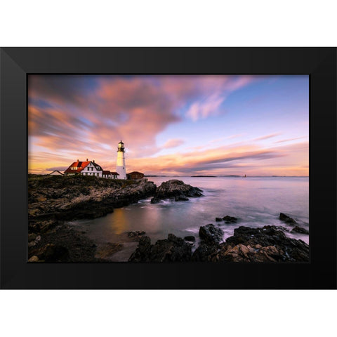 Coastline Sunset Black Modern Wood Framed Art Print by Dai, Wei
