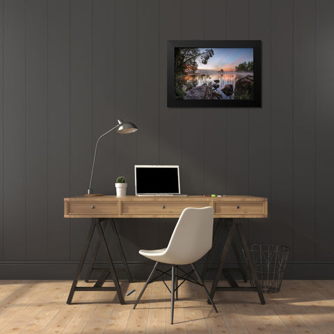 Peaceful Morning Black Modern Wood Framed Art Print by Keller