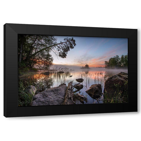 Peaceful Morning Black Modern Wood Framed Art Print with Double Matting by Keller