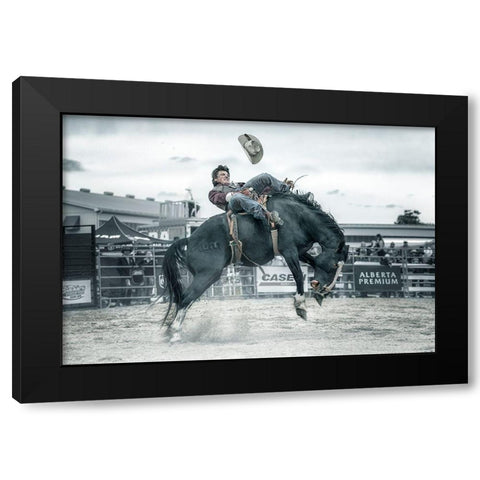 Cowboy In Action Black Modern Wood Framed Art Print with Double Matting by Deng, Larry