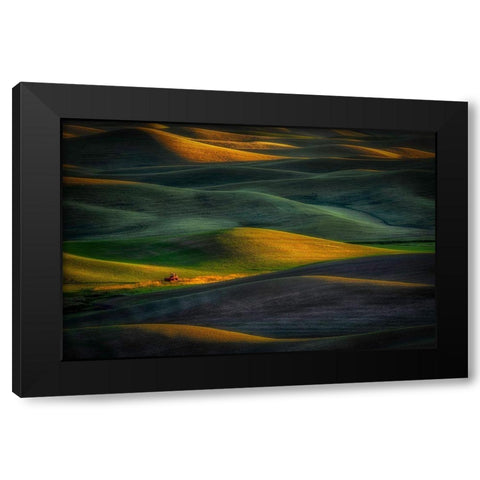 Tractor Black Modern Wood Framed Art Print by Darby, Rob