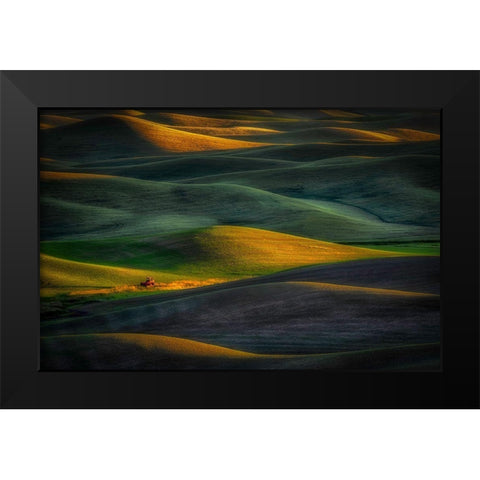 Tractor Black Modern Wood Framed Art Print by Darby, Rob