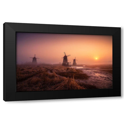 Foggy Morning Black Modern Wood Framed Art Print by Seo, Tiger