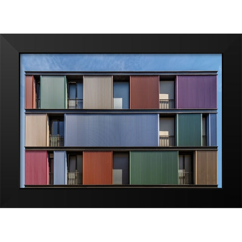 Coloured Wall Black Modern Wood Framed Art Print by Luycx, Theo