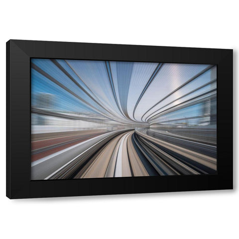 Spinning Around Black Modern Wood Framed Art Print by Hershkovitz, Avital