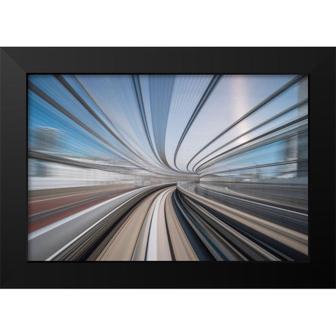 Spinning Around Black Modern Wood Framed Art Print by Hershkovitz, Avital