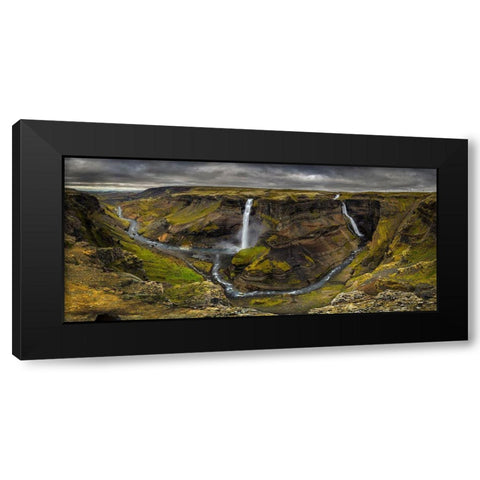 Land Of Waterfalls Black Modern Wood Framed Art Print by Perez Aamp, Alvaro