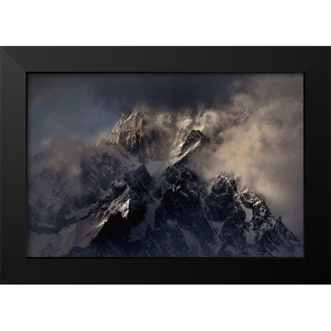 On The Eagles Wings Black Modern Wood Framed Art Print by Moretti, Claudio