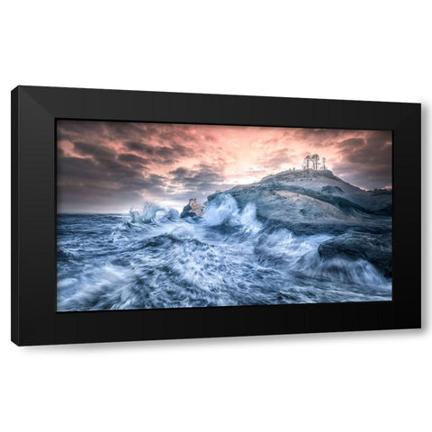 Crashing Sea Cape Kiwanda Black Modern Wood Framed Art Print by Deng, Larry