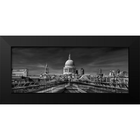 The Cathedral And The Millennium Bridge Black Modern Wood Framed Art Print by El Assy, Nader