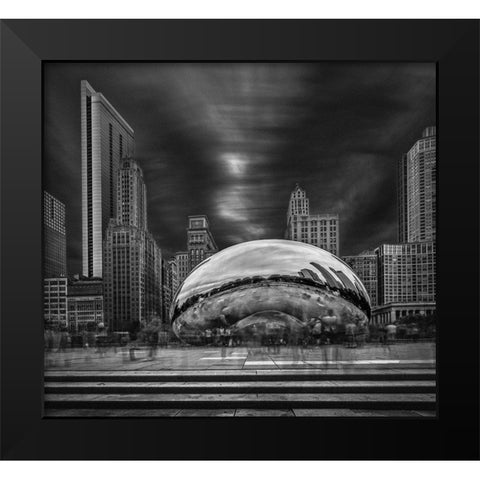 Cloud Gate Black Modern Wood Framed Art Print by Quarless, Shelley