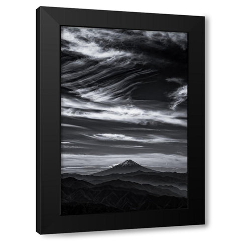 Expressive Clouds And Mt.Fuji Black Modern Wood Framed Art Print with Double Matting by Nozaki, Masayuki