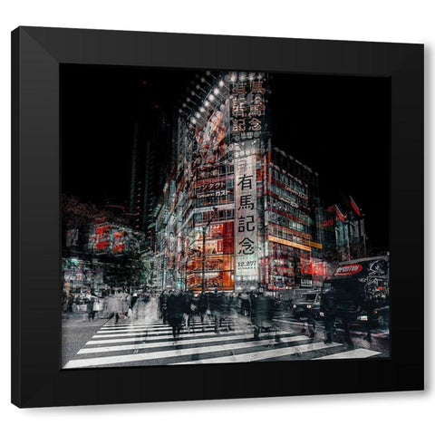 Colors Of Tokyo Black Modern Wood Framed Art Print with Double Matting by Chiriaco, Carmine