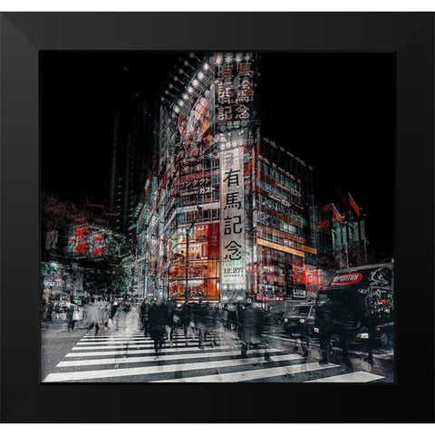 Colors Of Tokyo Black Modern Wood Framed Art Print by Chiriaco, Carmine