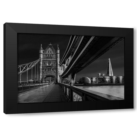 London Skyline Black Modern Wood Framed Art Print with Double Matting by El Assy, Nader