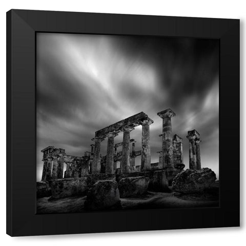 Temple Of Aphaia Black Modern Wood Framed Art Print with Double Matting by Digalakis, George