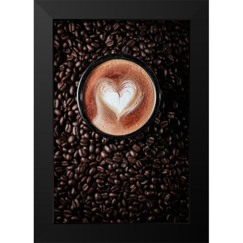 Love Latte Black Modern Wood Framed Art Print by Ronaldnovianus