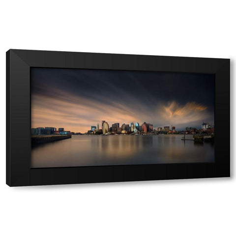 Boston Skyline Black Modern Wood Framed Art Print by Joven, Miki