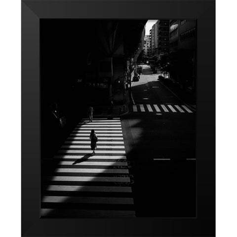 Tokyo Street Black Modern Wood Framed Art Print by Takachi, Yasuhiro