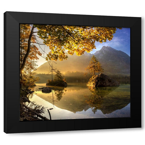 Lake Hintersee Black Modern Wood Framed Art Print by Keller
