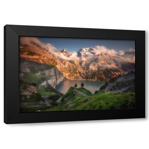Oeschinensee Black Modern Wood Framed Art Print by Beresford Harris, Richard