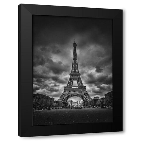 Eiffel Black Modern Wood Framed Art Print by Pablo De, Juan