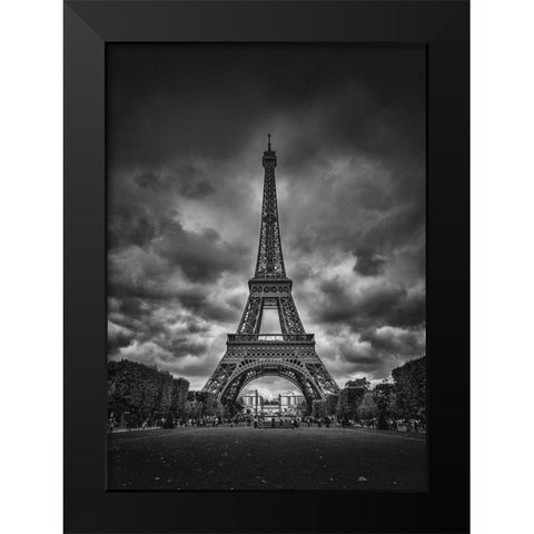 Eiffel Black Modern Wood Framed Art Print by Pablo De, Juan