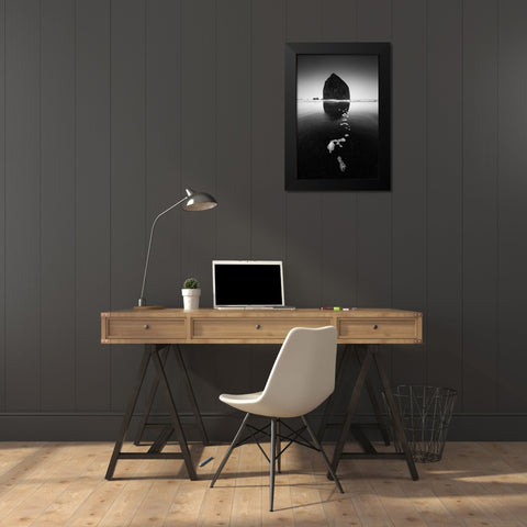 Rock Black Modern Wood Framed Art Print by Xu, Tony