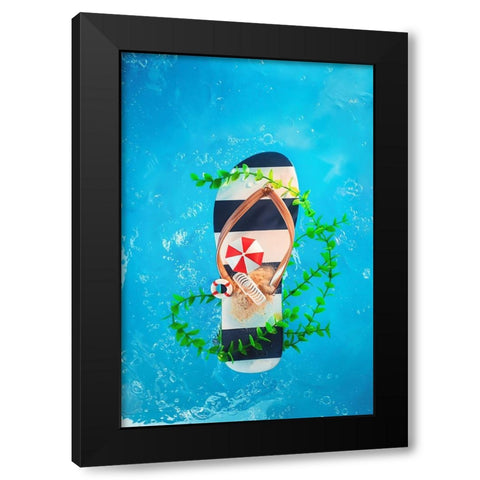 Summer Island Black Modern Wood Framed Art Print with Double Matting by Belenko, Dina