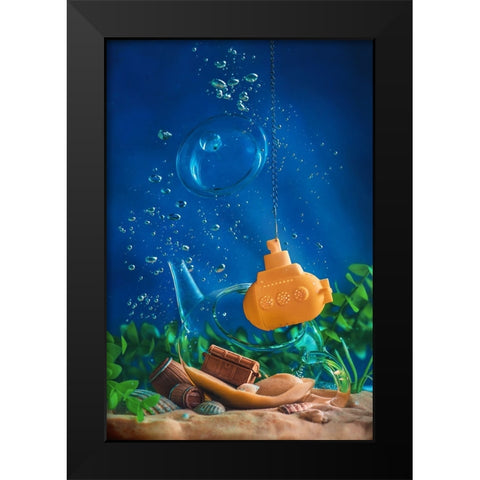 Underwater Teatime Black Modern Wood Framed Art Print by Belenko, Dina