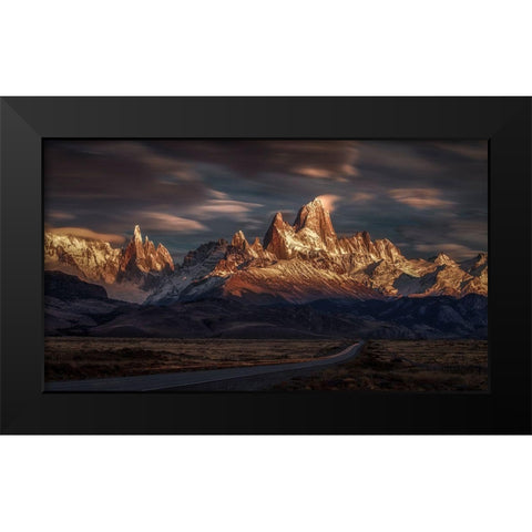 Patagonia Sky In Motion Black Modern Wood Framed Art Print by Svoboda Mqep, Peter