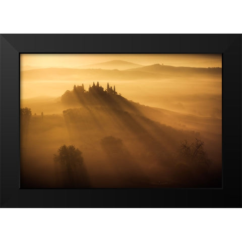 Tuscany Sunlight Black Modern Wood Framed Art Print by Anton, Rostovskiy