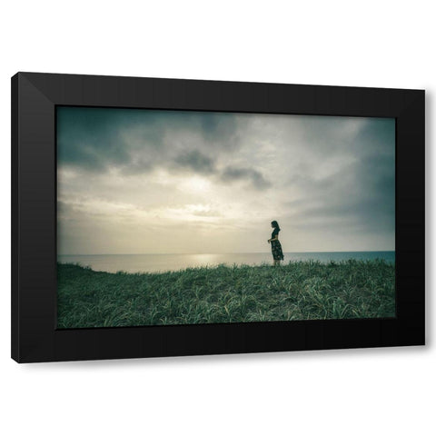 Haruka Black Modern Wood Framed Art Print with Double Matting by Ishijima, Nobu