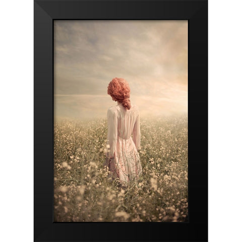 Field In Pastel Black Modern Wood Framed Art Print by Neer, Ildiko