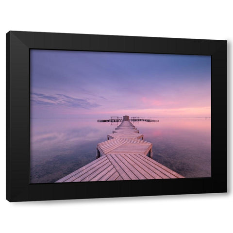 The Pier Black Modern Wood Framed Art Print with Double Matting by De la, Javier