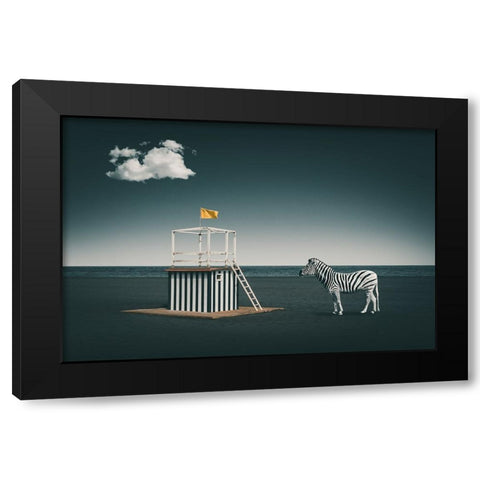 Zebra Style Black Modern Wood Framed Art Print by Hennen, Marcus